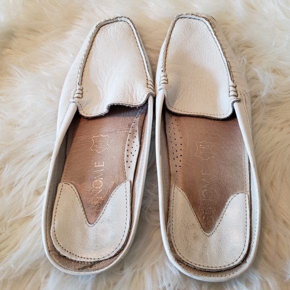 Binome Vintage White Leather Loafer Slide - Picture 3 of 6